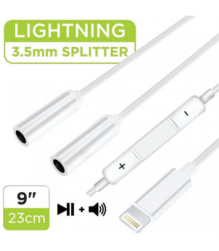 eLink Lightning to Dual 3.5mm Audio Jack Splitter