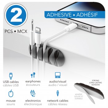 eLink Paquet de 2 clips auto-adhésifs pour l'organisation des câbles