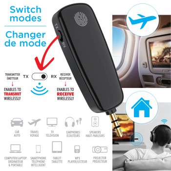 eLink Émetteur / Récepteur sans fil rechargeable 3 en 1 / Adaptateur AUX mains libres