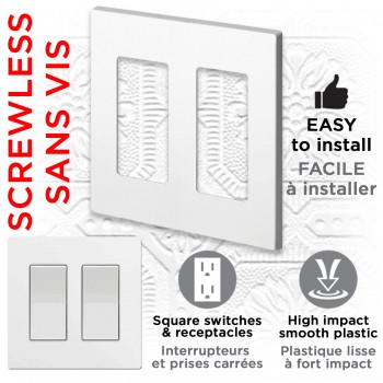 eLink Screwless Double Decorative wall plate - White