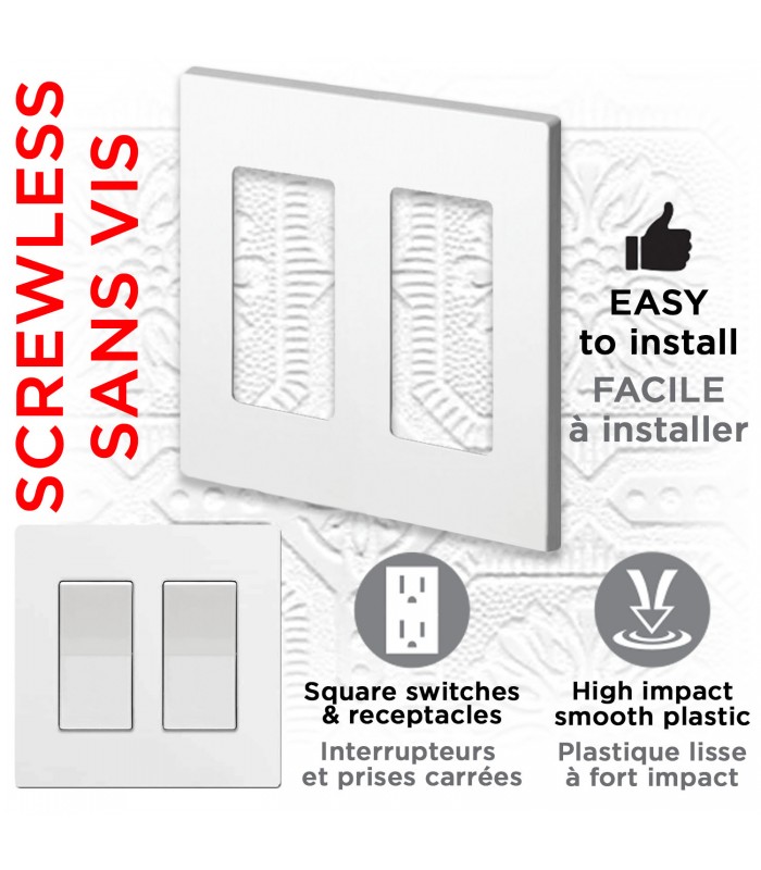 eLink Plaque murale décorative double sans vis - Blanc