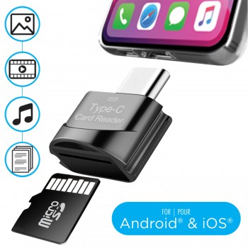 Elink Type-C Micro SD/TF metal card reader with keychain