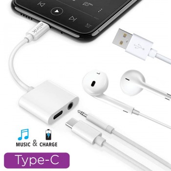 eLink Type-C to 3.5mm headphone jack adapter with charging port