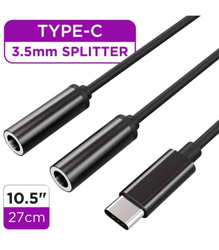 eLink Type-C to Dual 3.5mm Audio Jack Splitter