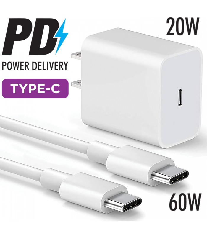 Elink Ensemble Type-C – Chargeur murale 20W + Câble de charge 60W