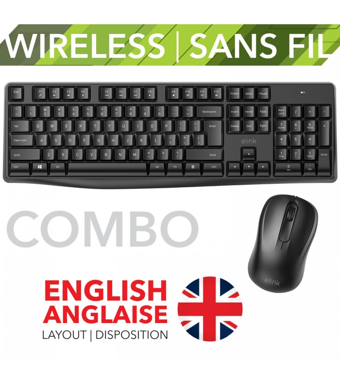 eLink Wireless English Keyboard & Mouse Combo