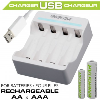 Enerstar Chargement des piles AA/AAA à 4 emplacements