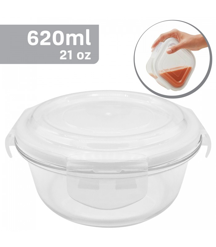 ERAware Recipient pour nourriture rectangulaire en verre borosilicate, étanche et hermétique - 620ml