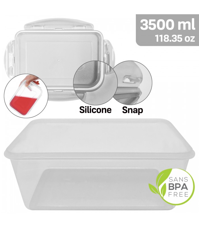 ERAware Contenant alimentaire carre en plastique 4 clips 3500ml