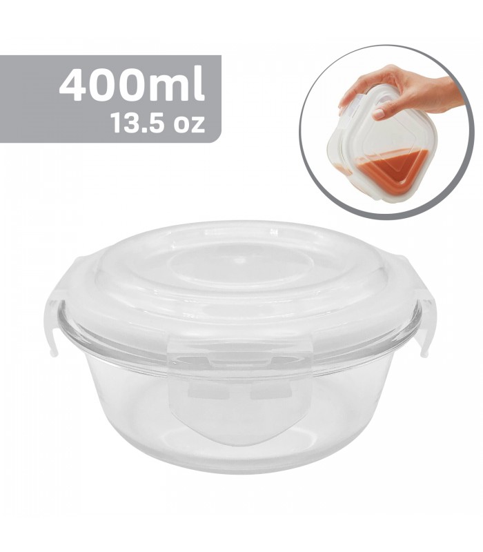 ERAware Recipient pour nourriture rectangulaire en verre borosilicate, étanche et hermétique - 400ml