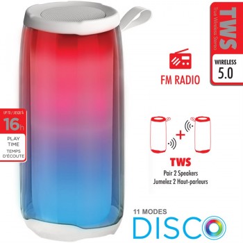 Escape TWS Haut-parleur clair sans fil à couleurs changeantes avec radio FM et microphone