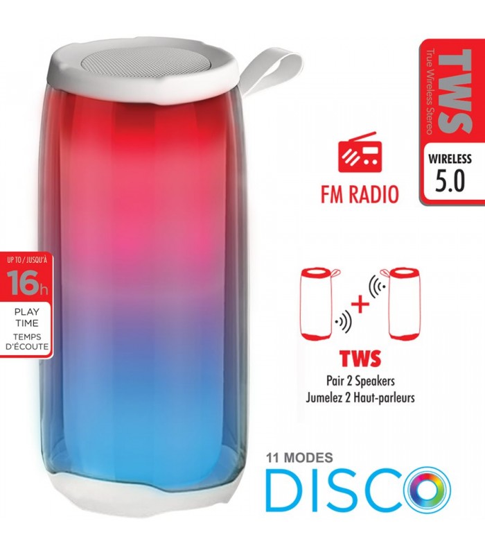 Escape TWS Haut-parleur clair sans fil à couleurs changeantes avec radio FM et microphone