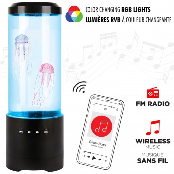 Escape Lampe LED RVB à changement de couleur en forme de méduse alimentée par USB avec haut-parleur sans fil