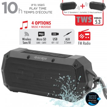 Escape Enceinte sans fil étanche IPX7 avec radio FM et microphone