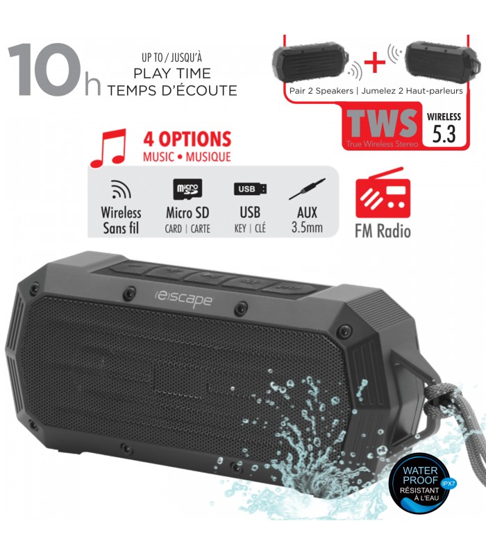 Escape Wireless IPX7 Waterproof Speaker with FM radio and microphone