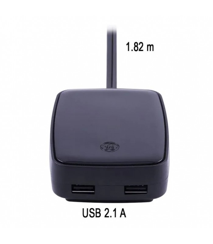 GE Chargeur de table à 2 ports USB 2.1 A - Noir - 1.82 m