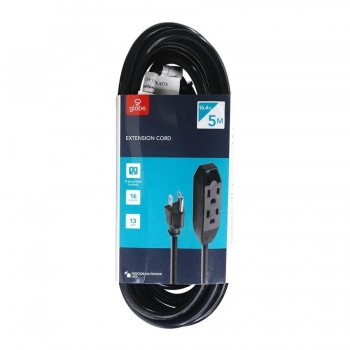 Globe Rallonge électrique intérieur/extérieur 3 prises - 16.4 pieds (5 m) - Noir