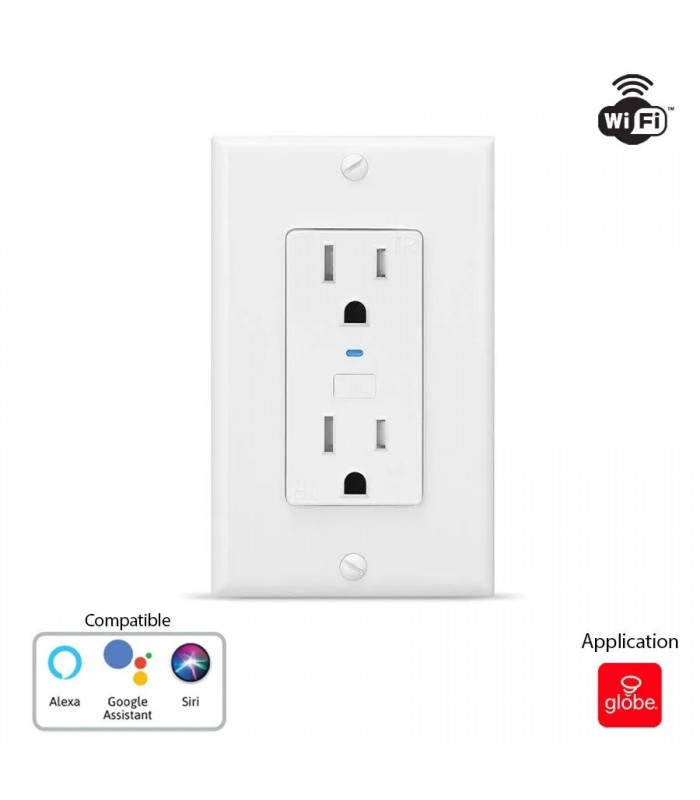 Globe Prise murale Décora intelligente Wi-Fi - 125 V - 15 A - Blanc