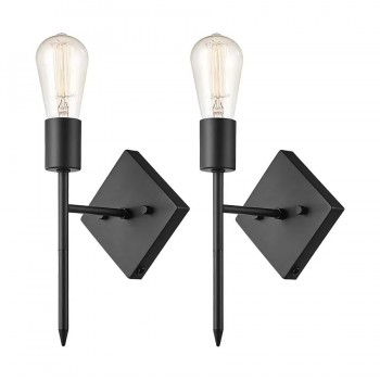 Globe Plug-in or Hardwire Wall Sconces - Black - 2-Pack