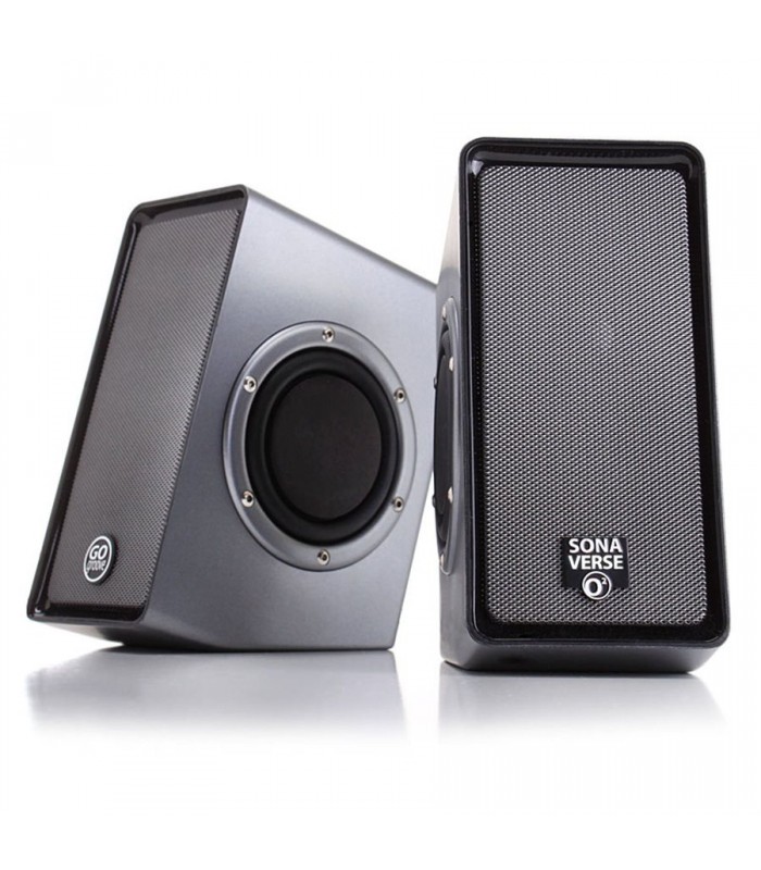GOgroove Laptop Computer Speakers - SonaVERSE O2 USB Powered Desktop Speakers with Dual Passive Bass Woofers