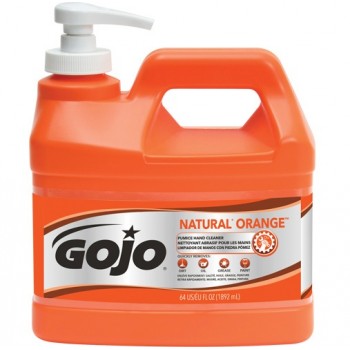 Gojo Nettoyant à mains Natural Orange, Pierre ponce, 1,89 L, Bouteille à pompe, Agrumes/Orange