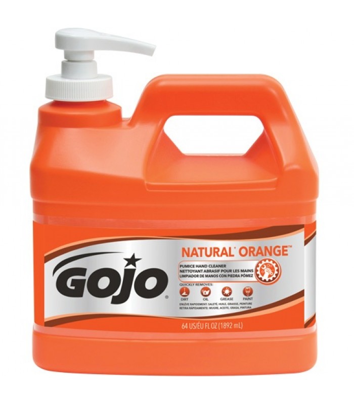 Gojo Natural Orange Hand Cleaner, Pumice, 1.89 L, Pump Bottle, Citrus/Orange