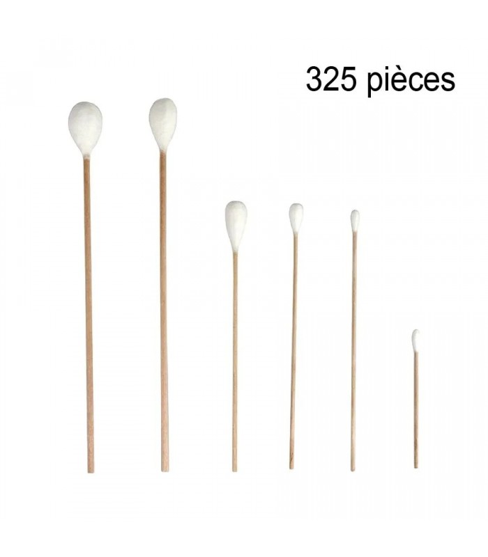 GRIP Assortment of 6 Sizes of Cotton Swabs - 325 pieces