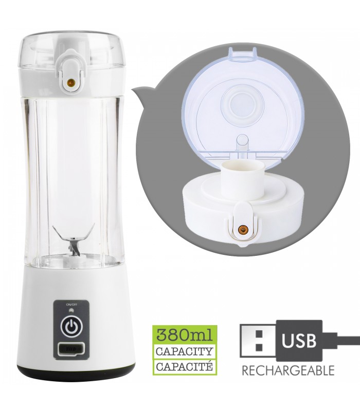Hauz 380ml USB Rechargeable personal blender with drinking spout, White