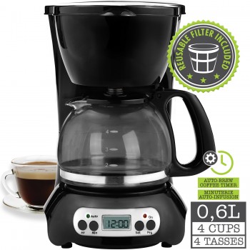 Hauz 4-Cup Digital Coffee Maker - Black