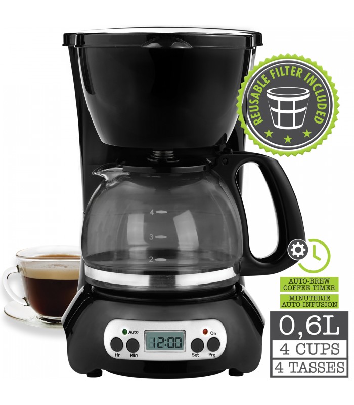 Hauz 4-Cup Digital Coffee Maker - Black