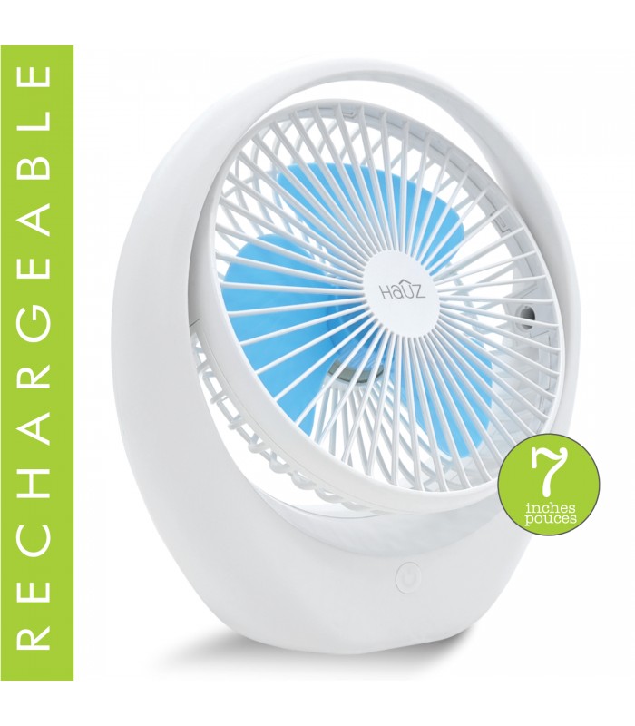 Hauz 7 in. Rechargeable Desktop Fan