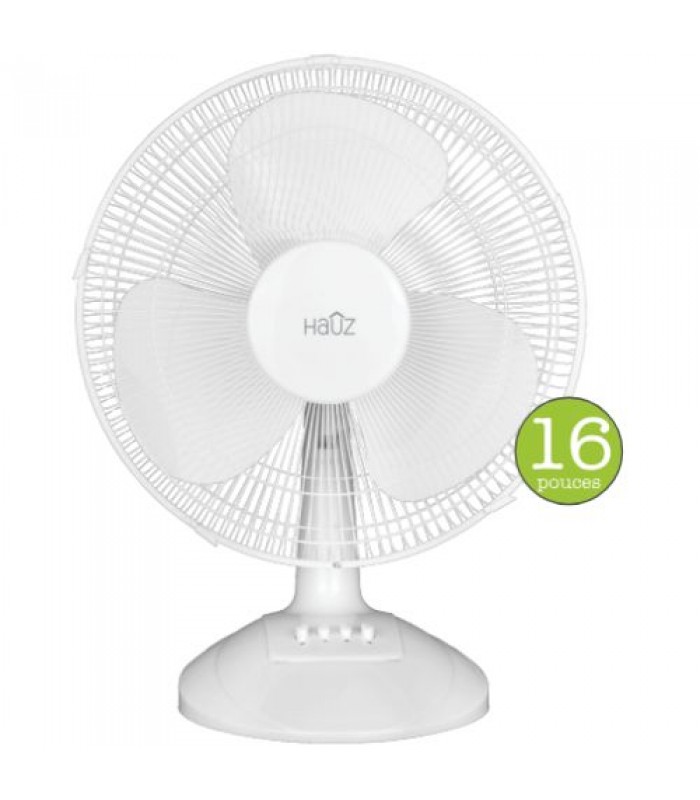 Hauz Ventilateur de bureau oscillant de 16 po - Blanc