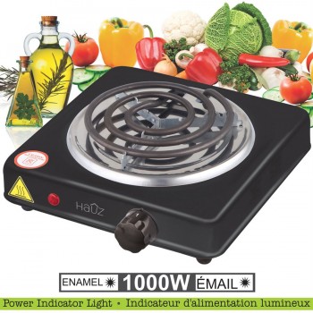 Hauz Portable Electric Single Burner Cooktop, Black