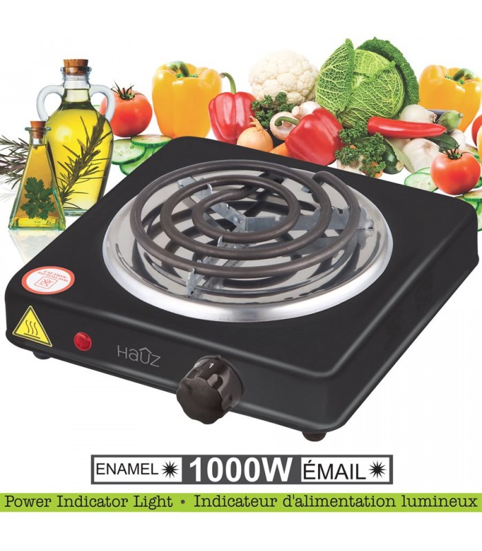 Hauz Portable Electric Single Burner Cooktop, Black