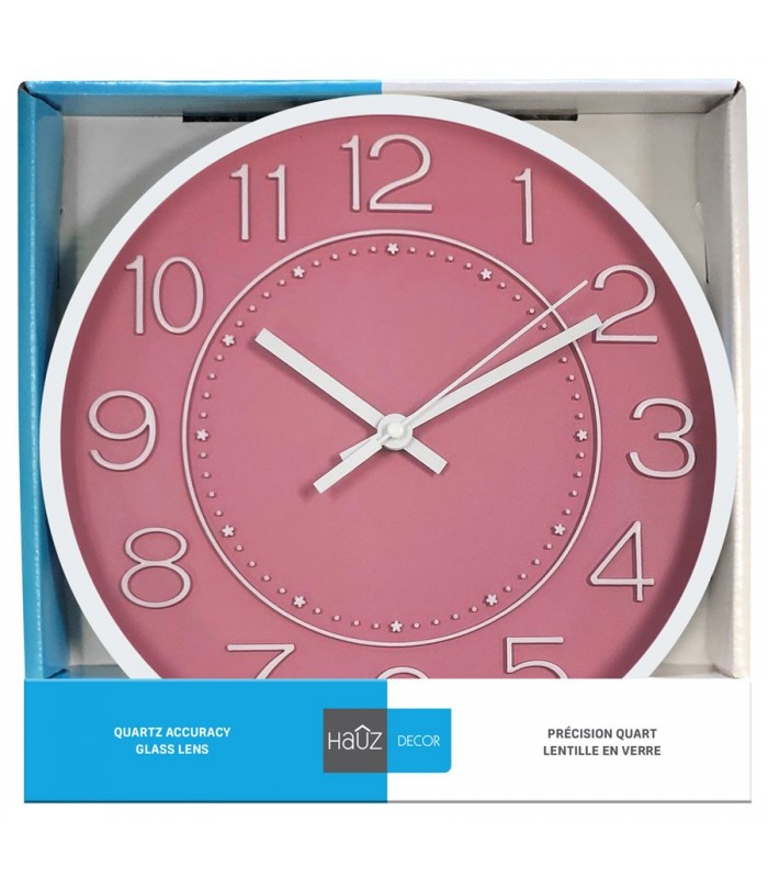 Hauz Horloge murale ronde de 30 cm violet avec pointeurs et chiffres blancs