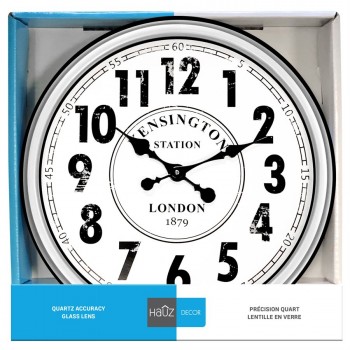 Hauz Round 20 in. wall clock all white with black pointers