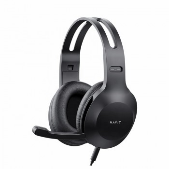 Havit H220D Casque audio filaire avec prise jack 3,5 mm et microphone réglable - Noir