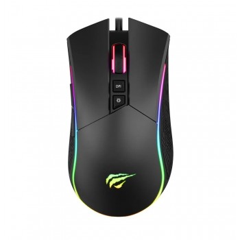 Havit Souris de jeu programmable rétroéclairée avec fil - 7 boutons - USB