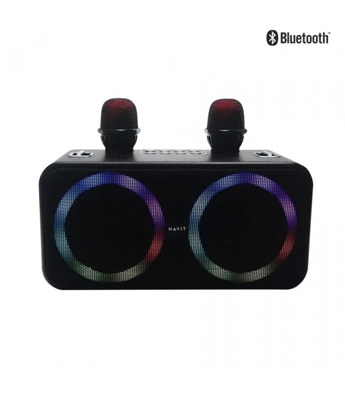 HAVIT SK956BT Haut-parleur Bluetooth portable rétroéclairé avec 2 microphones - 20 W