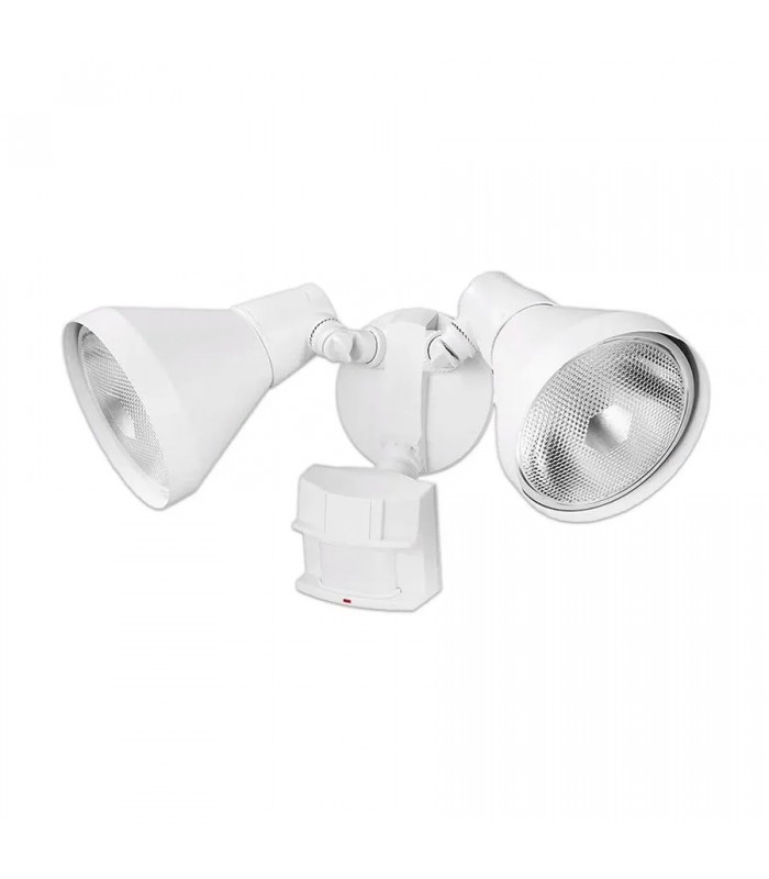 Heat Zenith Outdoor Security Light with Motion Sensor - Dual Head - 120 V - White