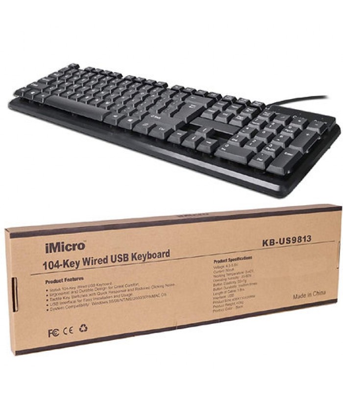 iMicro KB-US9813 Clavier USB filaire 104 touches (anglais)