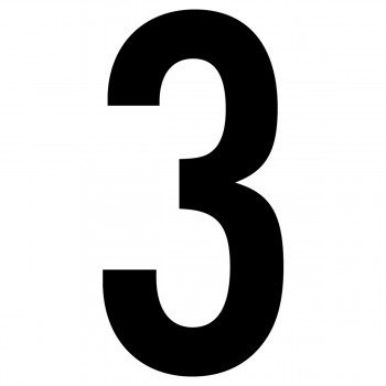 J.J. Keller Étiquette adhésive en vinyle blanc numéro - 3 - 3,5 po.