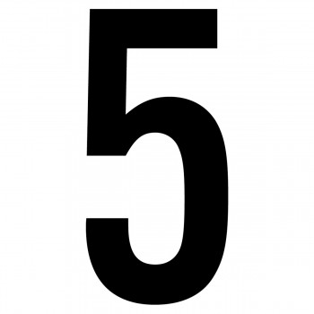 J.J. Keller Étiquette adhésive en vinyle blanc numéro - 5 - 3,5 po.