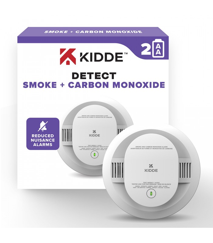 Kidde Détecteur de fumée et de monoxyde de carbone avec 2 piles AA