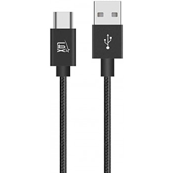 LAX Câble tressé durable en nylon de type C vers type A de 3 m (10 pi) - Noir