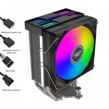 LC-R90B Refroidisseur de processeur RVB à tour unique de 90 mm (noir) LGA1700 & AM5