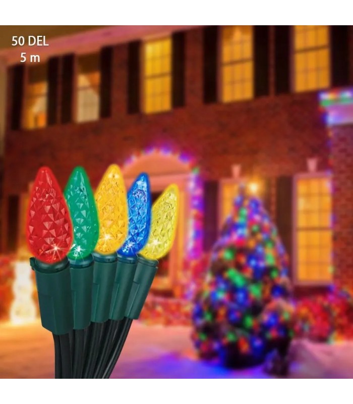 Guirlande lumineuse DEL - Intérieur/Extérieur - 50 DEL - Multicolore - 5 m