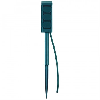 LightWay Outdoor Mini Power Stake Grounded 3-Outlet Green