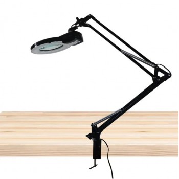 Lorell Clamp-on LED Magnifying Lamp with Extendable Arm and 3X/5X Magnification - 35 in.