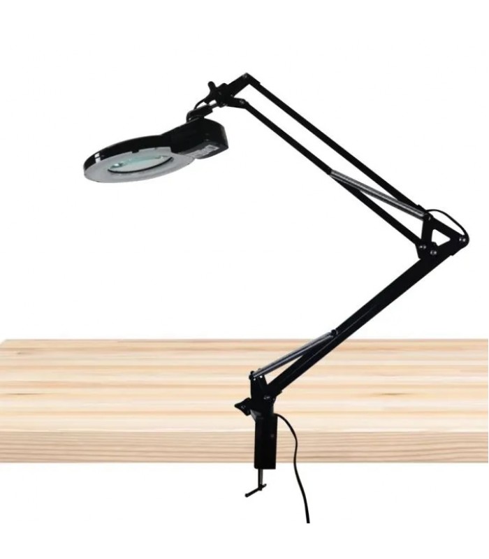 Lorell Clamp-on LED Magnifying Lamp with Extendable Arm and 3X/5X Magnification - 35 in.